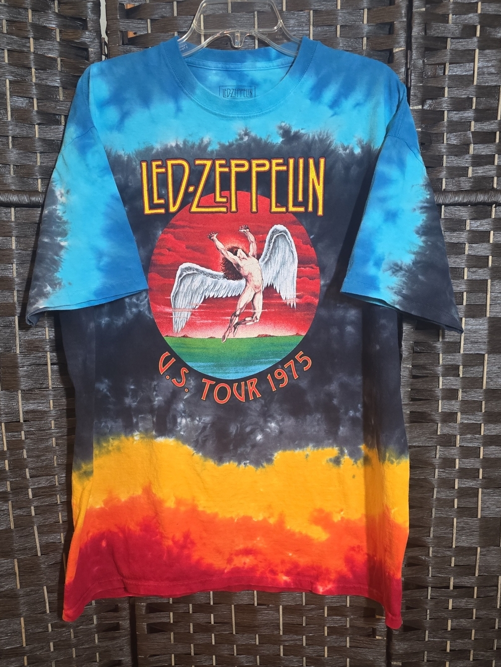 Led Zeppelin Icarus 1975 US Tour Tie Dye Graphic T-Shirt 2XL Excellent Condition